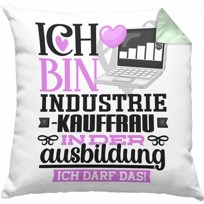 Industriekauffrau Ausbildung Start Geschenk Kissen mit Füllung 40x40 Ich Bin Industriekauffrau In Der Ausbildung Ich Darf Das Geschenkidee (Grau) Grün Trendation