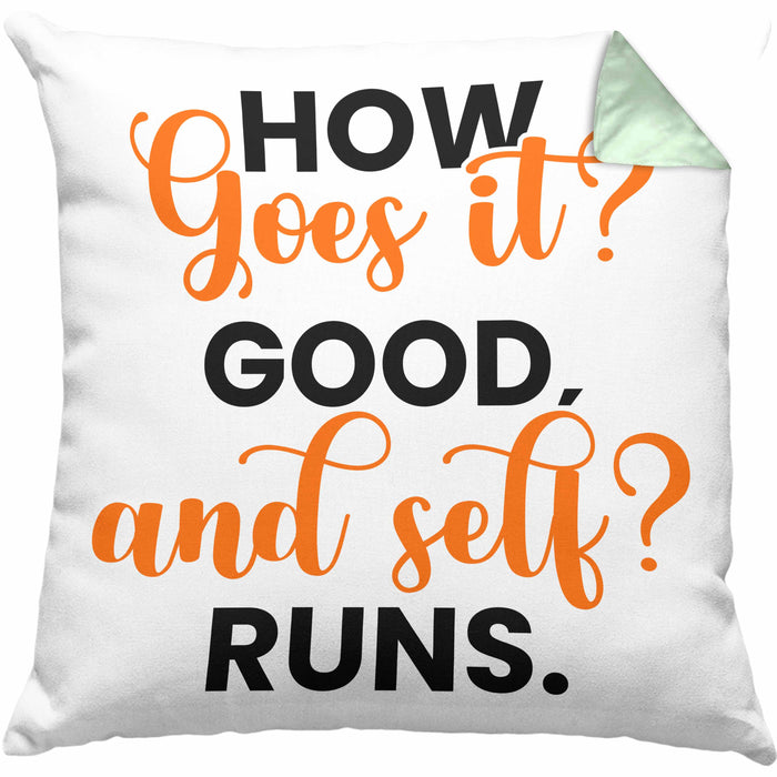 Lustige Kissen mit Füllung 40x40 Denglisch-Spruch "How goes it? Good!" (Grau) Grün Trendation