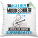 Musikschüler Kissen mit Füllung 40x40 Geschenk für Musikschüler Geburtstag Lustiger Spruch Was Ist Deine Superkraft (Grau) Grün Trendation