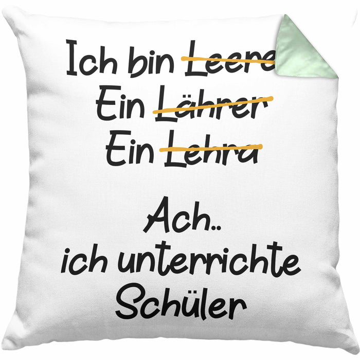 Lehrer Kissen mit Füllung 40x40 Geschenk mit Spruch Lehrer Geschenkidee Lustig Sprüche (Grau) Grün Trendation