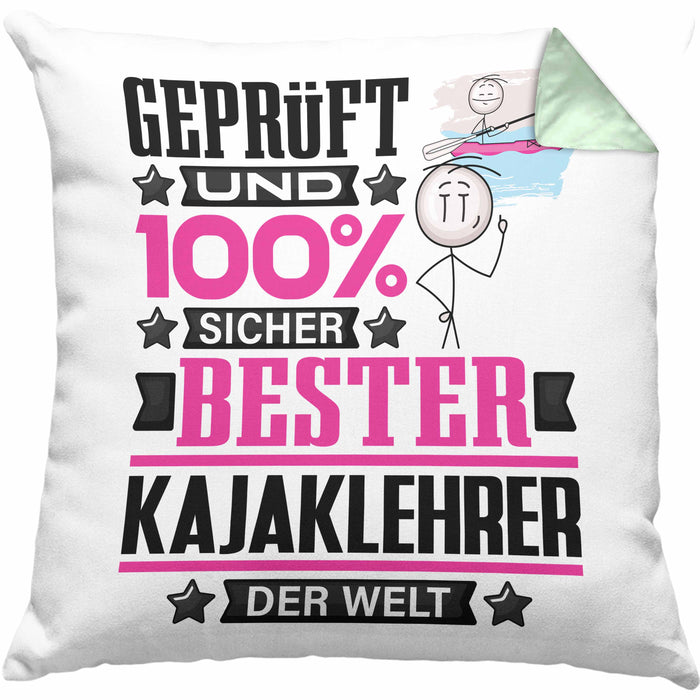 Kajaklehrer Geschenk Lustiger Spruch für Kajaklehrer Geschenkidee Bester Kajaklehrer Der WeltKissen mit Füllung 40x40 (Grau) Grün Trendation