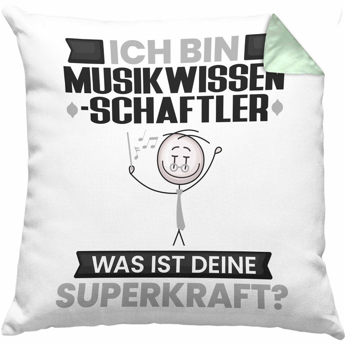 Musikwissenschaftler Kissen mit Füllung 40x40 Geschenk für Musikwissenschaftler Geburtstag Lustiger Spruch Was Ist Deine Superkraft (Grau) Grün Trendation