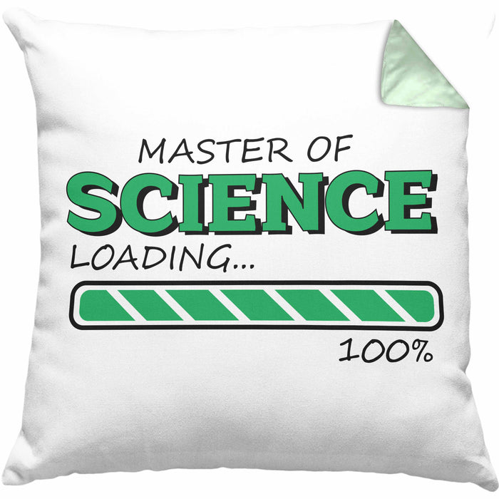 Lustige Kissen mit Füllung 40x40 "Master Of Science Loading" - Geschenkidee für Absolventen Master (Grau) Grün Trendation