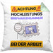 Briefmarkensammler Kissen mit Füllung 40x40 Geschenk Lustiger Spruch Geschenkidee für Briefmarkensammler Achtung Hochleistungs Briefmarkensammler Bei Der Arbeit (Grau) Grün Trendation