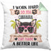 Chihuahua Besitzer Kissen mit Füllung 40x40 Geschenk Lustiger Spruch Geschenkidee I Work Hard So My Chihuahua Can Have A Better Life (Grau) Grün Trendation