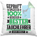Tauchlehrer Geschenk Lustiger Spruch für Tauchlehrer Geschenkidee Bester Tauchlehrer Der WeltKissen mit Füllung 40x40 (Grau) Grün Trendation