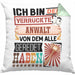 Anwalt Kissen mit Füllung 40x40 Geschenk Spruch Lustig Geschenkidee für Anwalt Geburtstag Ich Bin Der Verrückte Anwalt (Grau) Grün Trendation