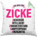 Zicke Kissen mit Füllung 40x40 Geschenk für Frauen Frau Lustig Pink (Grau) Grün Trendation