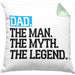 Kissen mit Füllung 40x40 für Vater Lustig "Dad The Man The Myth The Legend" Vatertag Spruch Geschenkidee (Grau) Grün Trendation