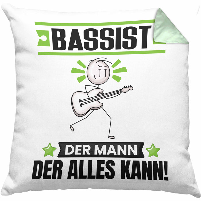 Bassist Kissen mit Füllung 40x40 Geschenk für Bassist Der Mann Der Alles Kann Geschenkidee zum Geburtstag (Grau) Grün Trendation