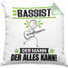 Bassist Kissen mit Füllung 40x40 Geschenk für Bassist Der Mann Der Alles Kann Geschenkidee zum Geburtstag (Grau) Grün Trendation
