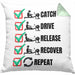 Rudern Kissen mit Füllung 40x40 Geschenk Ruderer Rudergerät Catch Drive Release Recover Repeat Ruder-Verein Geschenkidee (Grau) Grün Trendation