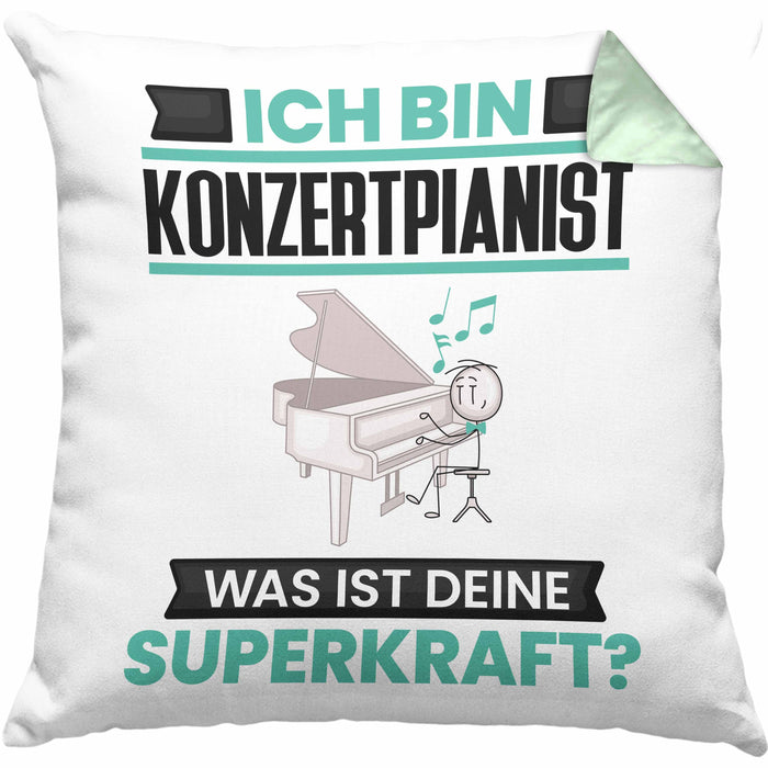 Konzertpianist Kissen mit Füllung 40x40 Geschenk für Konzertpianist Geburtstag Lustiger Spruch Was Ist Deine Superkraft (Grau) Grün Trendation