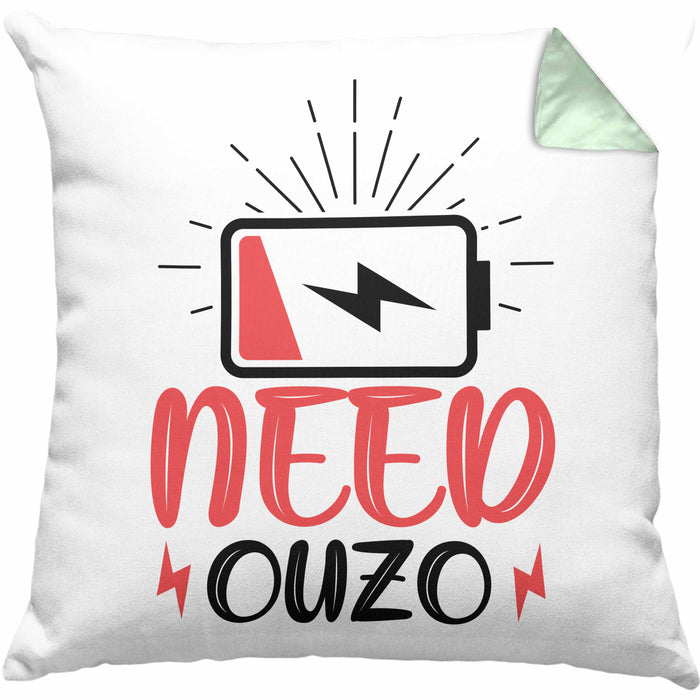 Need Ouzo Kissen mit Füllung 40x40 Geschenk Griechenland Geschenkidee (Grau) Grün Trendation