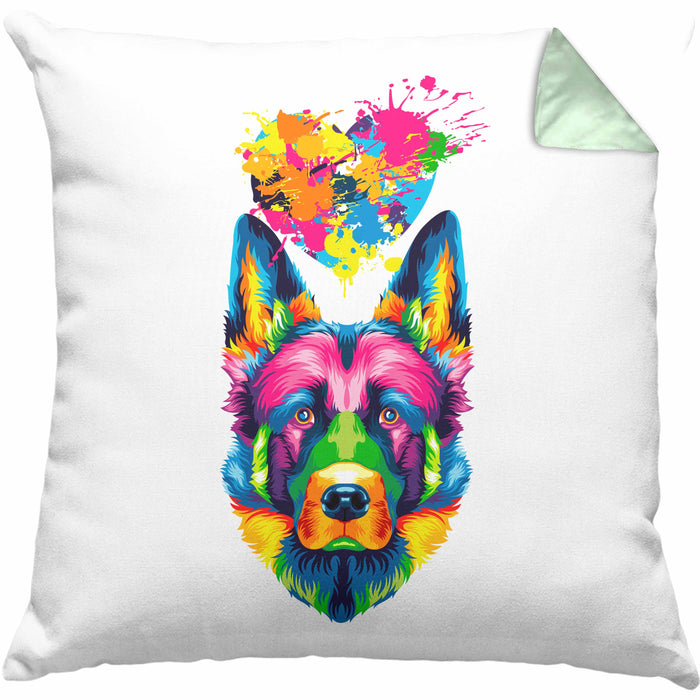 Schäferhund Herz Farbe Besitzer Kissen mit Füllung 40x40 Geschenk Lustiger Spruch Geschenkidee Schäferhund Liebhaber (Grau) Grün Trendation