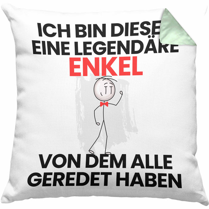 Enkel Geschenk Kissen mit Füllung 40x40 Lustige Geschenkidee Geburtstag für Enkel Ich Bin Dieser Legendäre Enkel Von Dem Alle Geredet Haben (Grau) Grün Trendation