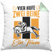 Reiterin Pferd Kissen mit Füllung 40x40 Geschenk Team Vier Hufe Zwei Beine Ein Team Pferde-Liebhaberin Geschenk (Grau) Grün Trendation