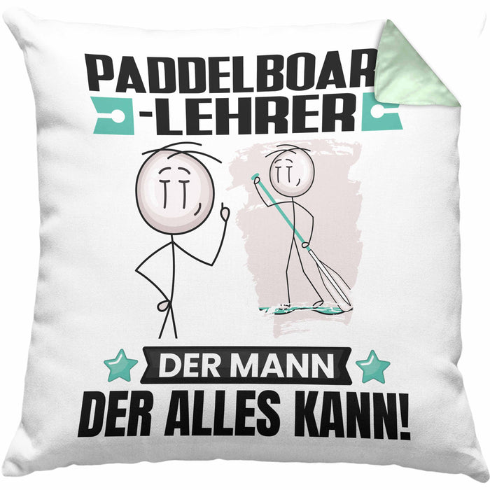 Paddelboard-Lehrer Kissen mit Füllung 40x40 Geschenk für Paddelboard-Lehrer Der Mann Der Alles Kann Geschenkidee zum Geburtstag (Grau) Grün Trendation