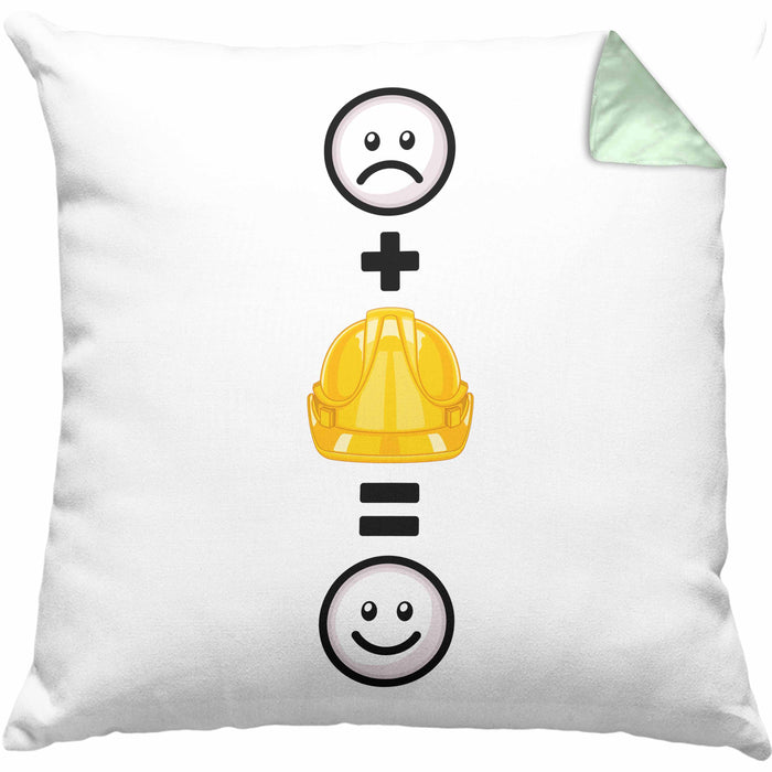 Baustelle Kissen mit Füllung 40x40 Geschenkidee für Bauarbeiter Geburtstag Lustiges Geschenk :( + Sicherheitshelm = :) (Grau) Grün Trendation