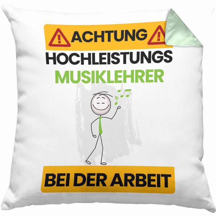 Musiklehrer Kissen mit Füllung 40x40 Geschenk Lustiger Spruch Geschenkidee für Musiklehrer Achtung Hochleistungs Musiklehrer Bei Der Arbeit (Grau) Grün Trendation