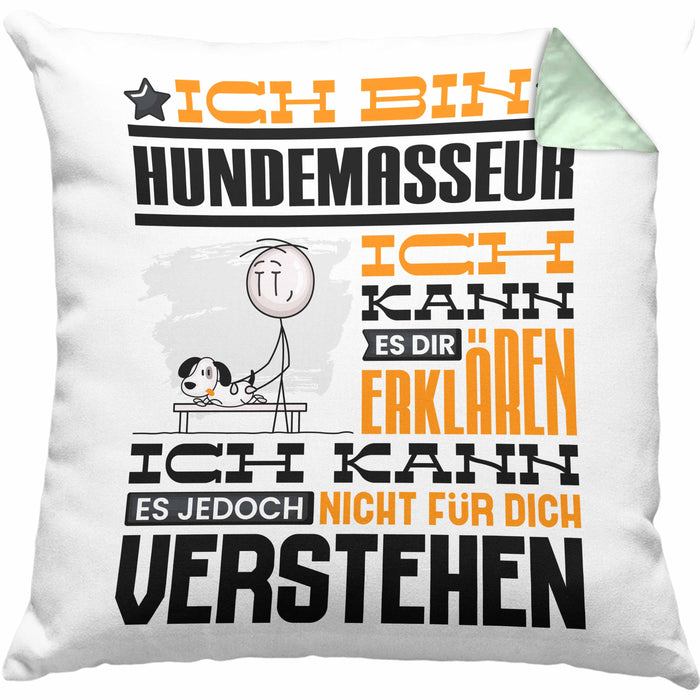 Hundemasseur Geschenk Kaffee-Kissen mit Füllung 40x40 Geschenkidee für Hundemasseur Ich Bin Hundemasseur Ich Kann Es Dir Erklären Jedoch Nicht Für Dich Verstehen Spruch Lustig (Grau) Grün Trendation