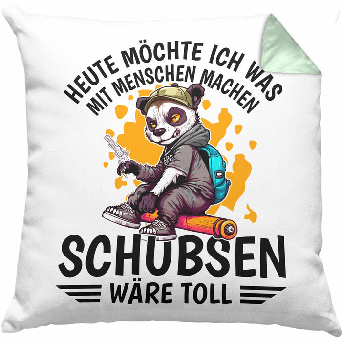 Lustige Kissen mit Füllung 40x40 Waschbär Heute Möchte Ich Was Mit Menschen Machen Schubsen Wäre Toll Sarkasmus Ironier Humor (Grau) Grün Trendation