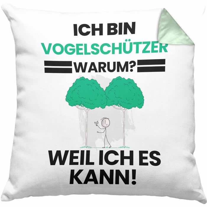 Vogelschützer Geschenk Kissen mit Füllung 40x40 Lustiger Spruch Ich Bin Vogelschützer Warum Weil Ich Es Kann Geschenkidee Bester Vogelschützer Geburtstag (Grau) Grün Trendation