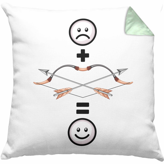 Pfeil und Bogen Kissen mit Füllung 40x40 Geschenk für Bogenschütze :( + Pfeil & Bogen = :) Lustige Geschenkidee Geburtstag (Grau) Grün Trendation
