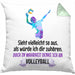Volleyball Geschenk Kissen mit Füllung 40x40 Coach Herren Mädchen Kaffee Zubehör Volleyball-Spieler Spielerin (Grau) Grün Trendation