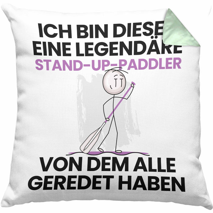 Stand-Up-Paddler Geschenk Kissen mit Füllung 40x40 Lustige Geschenkidee Geburtstag für Stand-Up-Paddler Ich Bin Dieser Legendäre Stand-Up-Paddler Von Dem Alle Geredet Haben (Grau) Grün Trendation