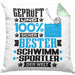 Schwimmsportler Geschenk Lustiger Spruch für Schwimmsportler Geschenkidee Bester Schwimmsportler Der WeltKissen mit Füllung 40x40 (Grau) Grün Trendation
