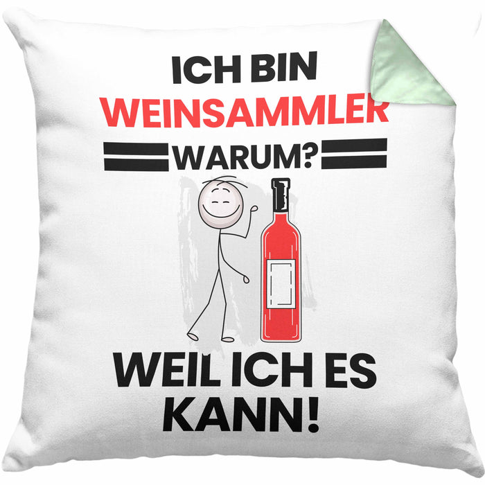 Weinsammler Geschenk Kissen mit Füllung 40x40 Lustiger Spruch Ich Bin Weinsammler Warum Weil Ich Es Kann Geschenkidee Bester Weinsammler Geburtstag (Grau) Grün Trendation