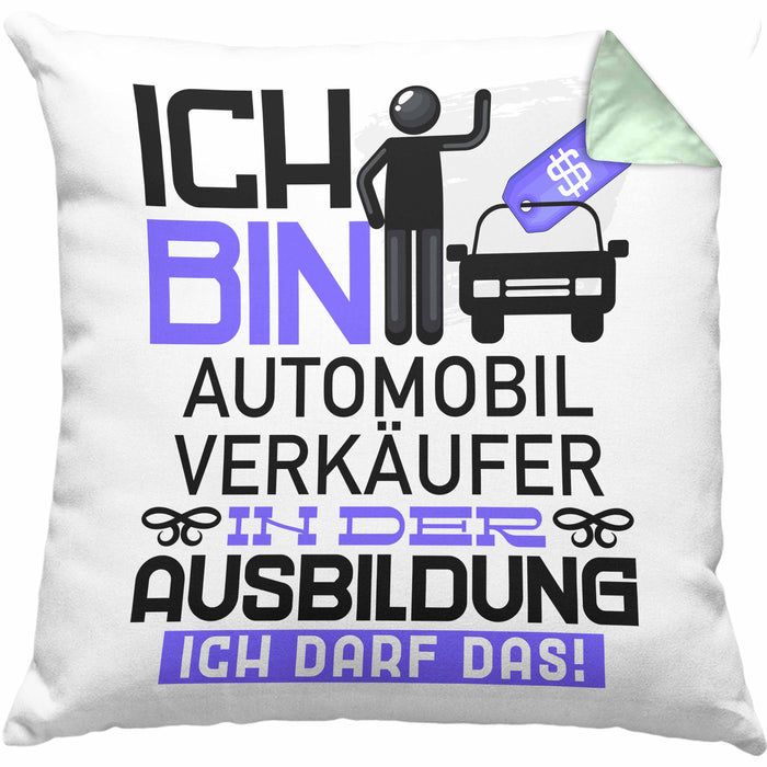 Automobilverkäufer Ausbildung Kissen mit Füllung 40x40 Geschenk Ich Bin Automobilverkäufer In Der Ausbildung Ich Darf Das Geschenkidee Spruch (Grau) Grün Trendation