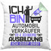 Automobilverkäufer Ausbildung Kissen mit Füllung 40x40 Geschenk Ich Bin Automobilverkäufer In Der Ausbildung Ich Darf Das Geschenkidee Spruch (Grau) Grün Trendation