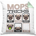 Mops Besitzer Kissen mit Füllung 40x40 Geschenk Lustiger Spruch Geschenkidee Mops Tricks Bleib (Grau) Grün Trendation