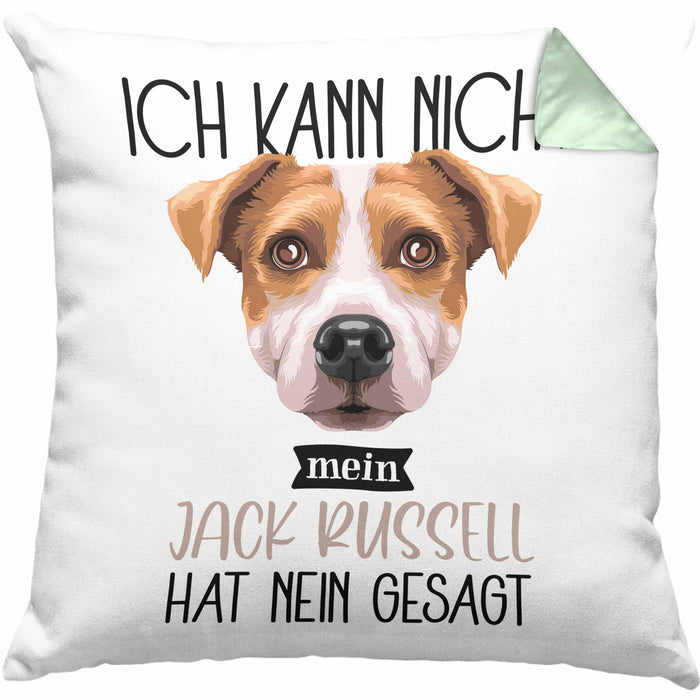 Jack Russell Besitzer Kissen mit Füllung 40x40 Geschenk Lustiger Spruch Geschenkidee Ich Kann Nicht Mein Jack Russell Hat Nein Gesagt (Grau) Grün Trendation