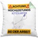 Kitesurfer Kissen mit Füllung 40x40 Geschenk Lustiger Spruch Geschenkidee für Kitesurfer Achtung Hochleistungs Kitesurfer Bei Der Arbeit (Grau) Grün Trendation