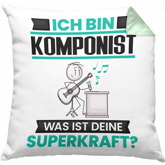 Komponist Kissen mit Füllung 40x40 Geschenk für Komponist Geburtstag Lustiger Spruch Was Ist Deine Superkraft (Grau) Grün Trendation