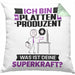Plattenproduzent Kissen mit Füllung 40x40 Geschenk für Plattenproduzent Geburtstag Lustiger Spruch Was Ist Deine Superkraft (Grau) Grün Trendation