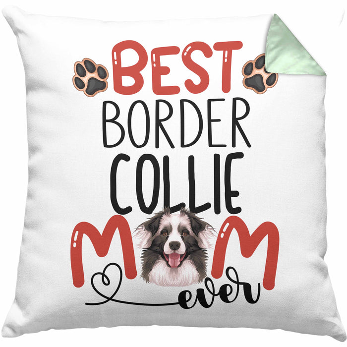 Border Collies Mom Besitzerin Kissen mit Füllung 40x40 Geschenk Lustiger Spruch Geschenkidee Besitzerin Border Collies Mama (Grau) Grün Trendation