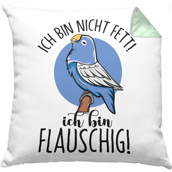Lustige Papagei-Kissen mit Füllung 40x40 Geschenk für Papagei-Besitzer (Grau) Grün Trendation