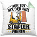 Lagerist Gabel-Staplerfahrer Kissen mit Füllung 40x40 Geschenk Staplerfahrer Geschenkidee Der Tut Nix Der Will Nur Stapler Fahren (Grau) Grün Trendation