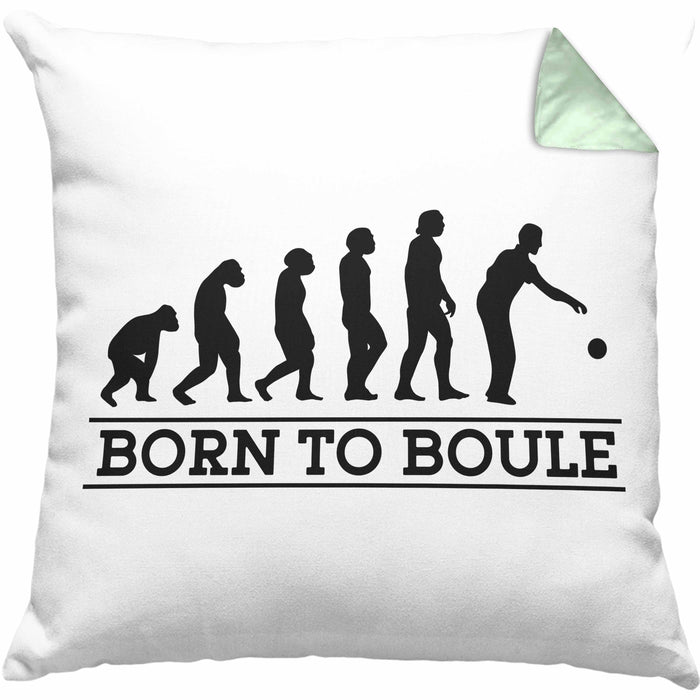 Boule Kissen mit Füllung 40x40 Geschenk Boule-Spieler Geschenkidee Spruch Geboren zum Boule (Grau) Grün Trendation