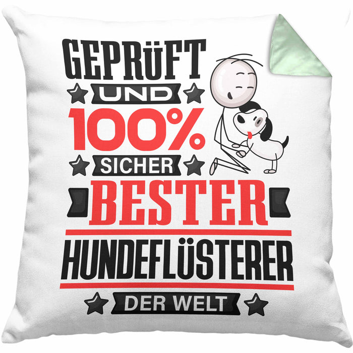 Hundeflüsterer Geschenk Lustiger Spruch für Hundeflüsterer Geschenkidee Bester Hundeflüsterer Der WeltKissen mit Füllung 40x40 (Grau) Grün Trendation