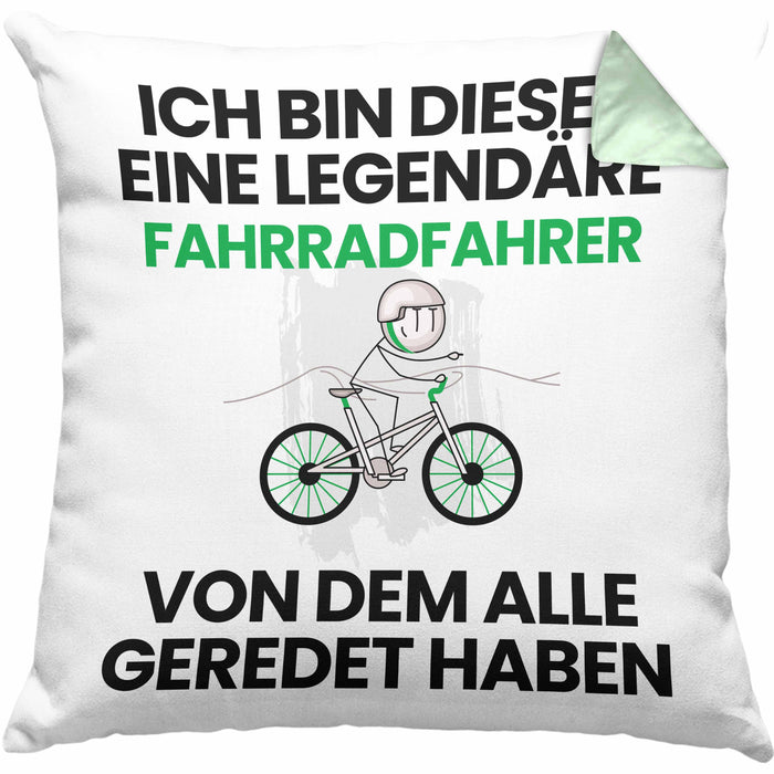 Radfahrer Geschenk Kissen mit Füllung 40x40 Lustige Geschenkidee Geburtstag für Radfahrer Ich Bin Dieser Legendäre Radfahrer Von Dem Alle Geredet Haben (Grau) Grün Trendation