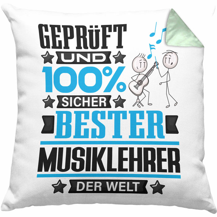 Musiklehrer Geschenk Lustiger Spruch für Musiklehrer Geschenkidee Bester Musiklehrer Der WeltKissen mit Füllung 40x40 (Grau) Grün Trendation