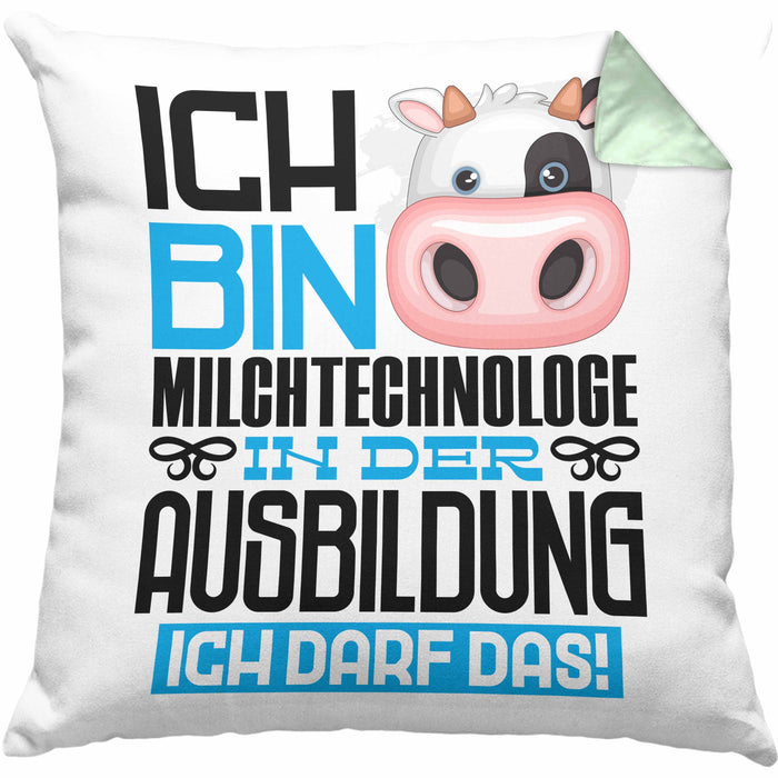 Milchtechnologe Ausbildung Kissen mit Füllung 40x40 Geschenk Ich Bin Milchtechnologe In Der Ausbildung Ich Darf Das Geschenkidee Spruch (Grau) Grün Trendation