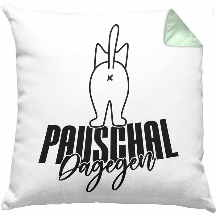 Katzen Kissen mit Füllung 40x40 Pauschal Dagegen Katze Katzenliebhaber Kater Geschenk Miau Katzenbesitzerin Geschenkidee Humor (Grau) Grün Trendation