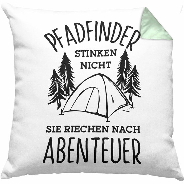Pfadfinder Kissen mit Füllung 40x40 Geschenk Lustige Geschenkidee Für Pfadfinder Stinken Nicht Sie Riechen Nach Abenteuer (Grau) Grün Trendation