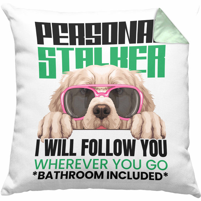 Golden Retriever Besitzerin Kissen mit Füllung 40x40 Geschenk Lustiger Spruch Geschenkidee Personal Stalker (Grau) Grün Trendation